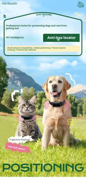 17806395073060 Beidou 4G pet GPS locator, cat and dog anti-loss wireless collar, global positioning satellite - Image 1