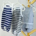 Gray Navy Blue Dog Physiological Pants For Girls Sling Vest Jumpsuit Pajamas Briefs Panties Washable Durable Dog Shorts S M L XL - Image 3
