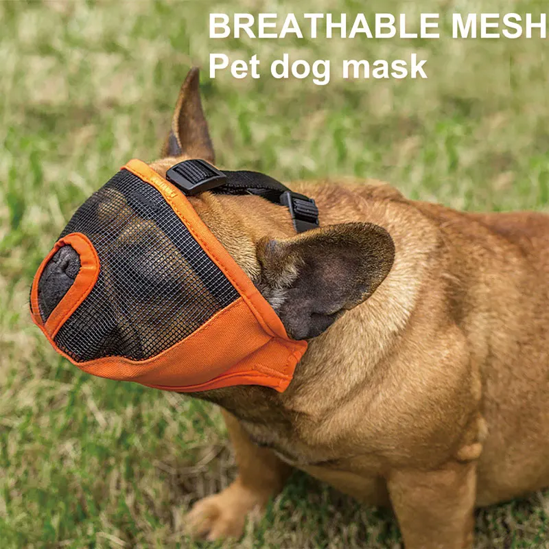 kf-Hfd2f59f1ae7148418d3371ae92eddc30T AtorseTM Pet Dog Muzzle Breathable Mesh Bulldog Mouth Mask Anti-Bite Anti-Lick For French English Bulldog - Image 1