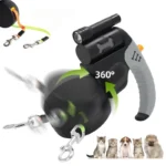 Auto Retractable Double-Headed Dog Leash 3M Rope for 2 Dogs with LED Flashlight 360 Degree Dual Traction Rope Pet Supplies - Image 2