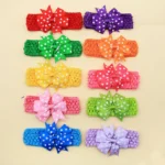 50PCS Bulk Pet Dog Bowties Dot Solid Flower Spring Small-Middle-Large Dog Bow Tie Collar Elastic Band Dog Grooming Supplies - Image 4
