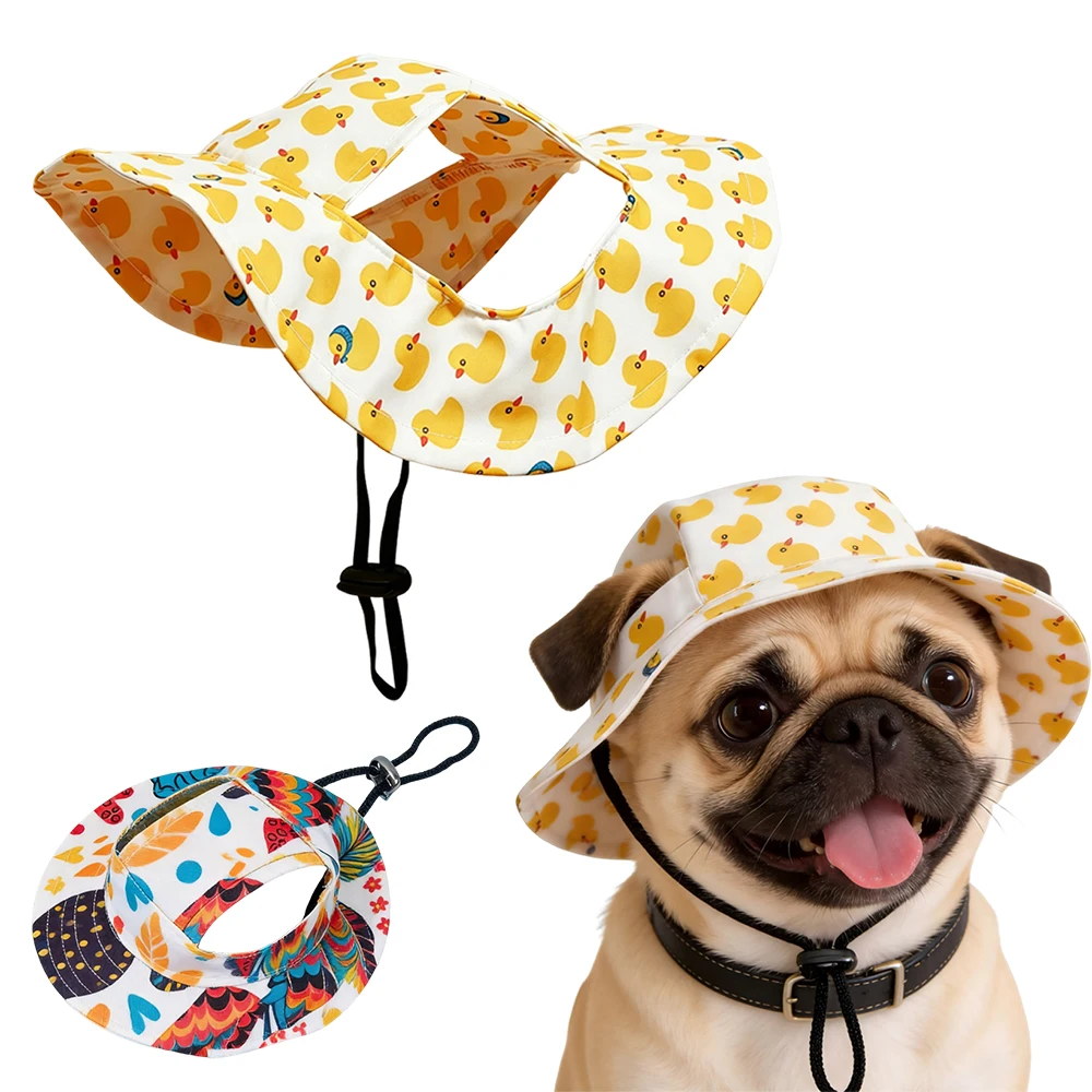 kf-S61ec3d8085394f30a1e9d94aec3b69676 Cute Print Dog Hat for Small Medium Dogs Adjustable Pet Cap Puppy Pug Corgi Dachshund Hats mascotas perros Accessories - Image 1