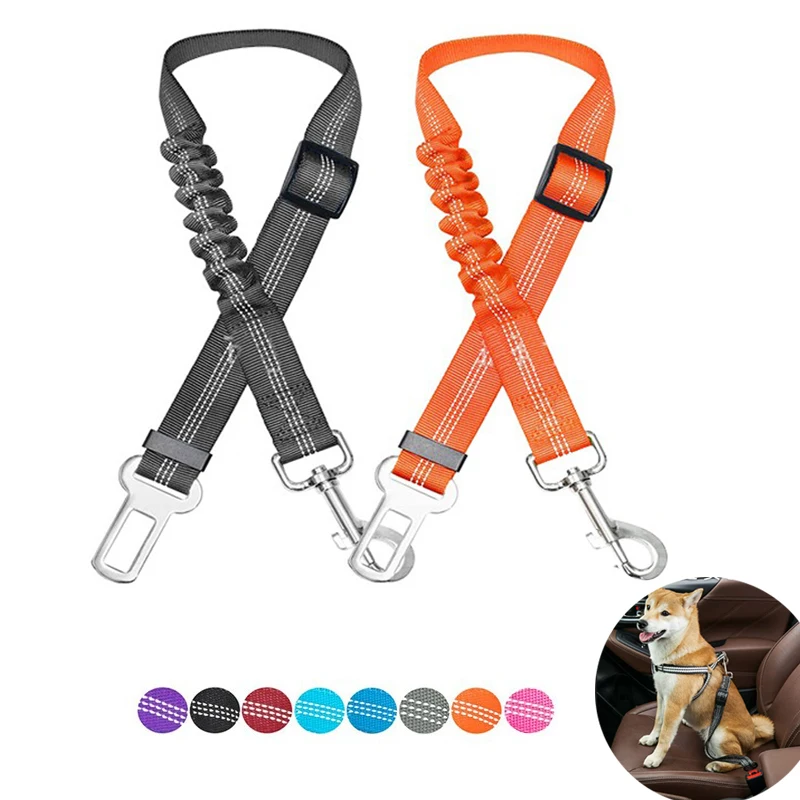 kf-Sce47c3e5fa054b77950f74bcfe0a8303G Adjustable Dog Car Seat Belt Harness for Dogs Nylon Reflective Cushioning Elasticity Car Travel Dog Accessories for Dogs - Image 1