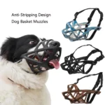 Pet Dog Basket Muzzle Upgraded Soft Breathable Cage Muzzle Adjustable Dog Mouth Guard Anti-Bark Biting for Small Large Dogs