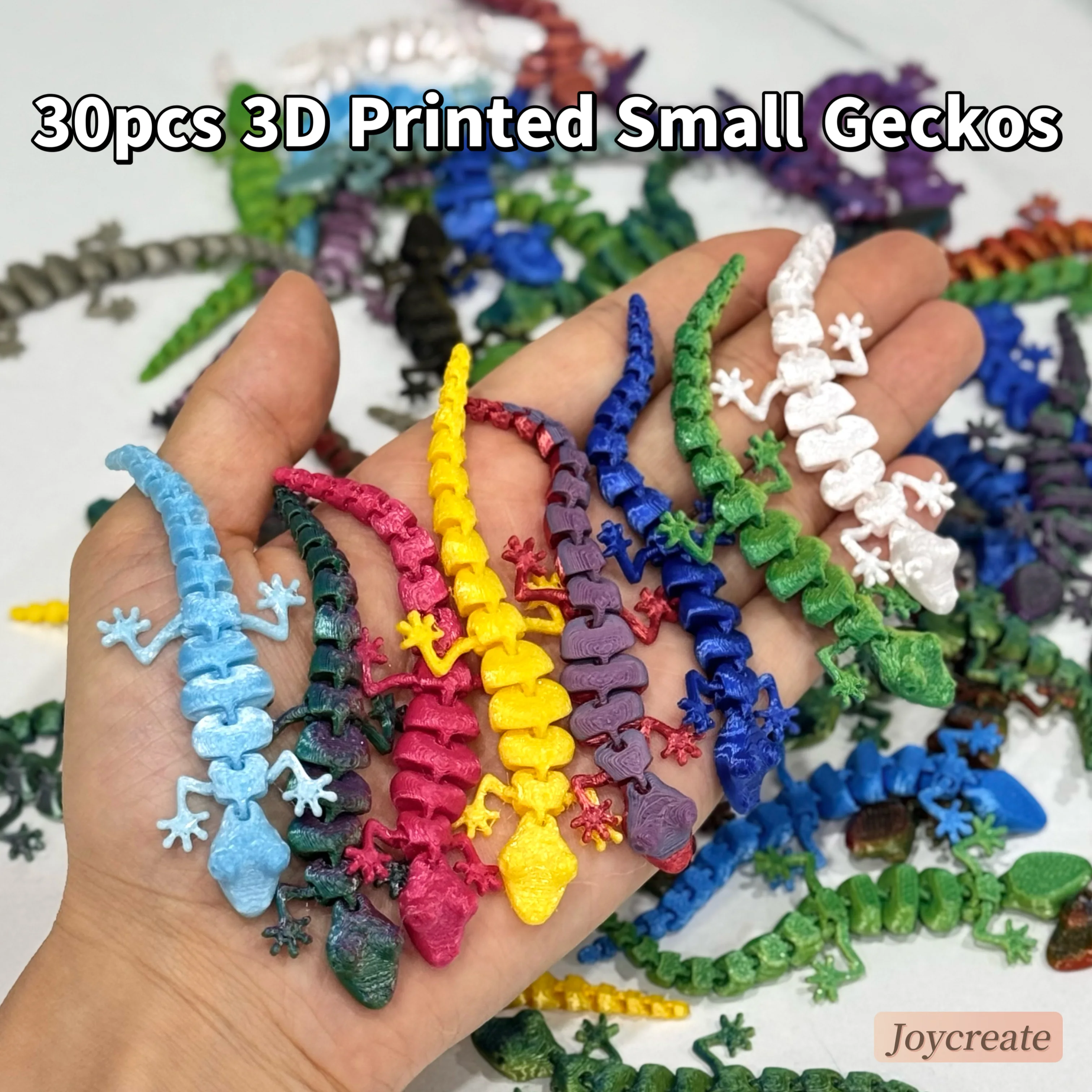 kf-A7aa297e1e9264966a952b9fd35642c8c1 30 pc 3d printed movable joint lizards, colorful and realistic reptile decorations, durable plastic desktop ornaments ons - Image 1