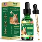 PetFit Naturals 2oz Liquid Cat Vitamins Lysine Probiotics Omega3 Supplement for Feline Kidney Immunity Skin Digestive Health