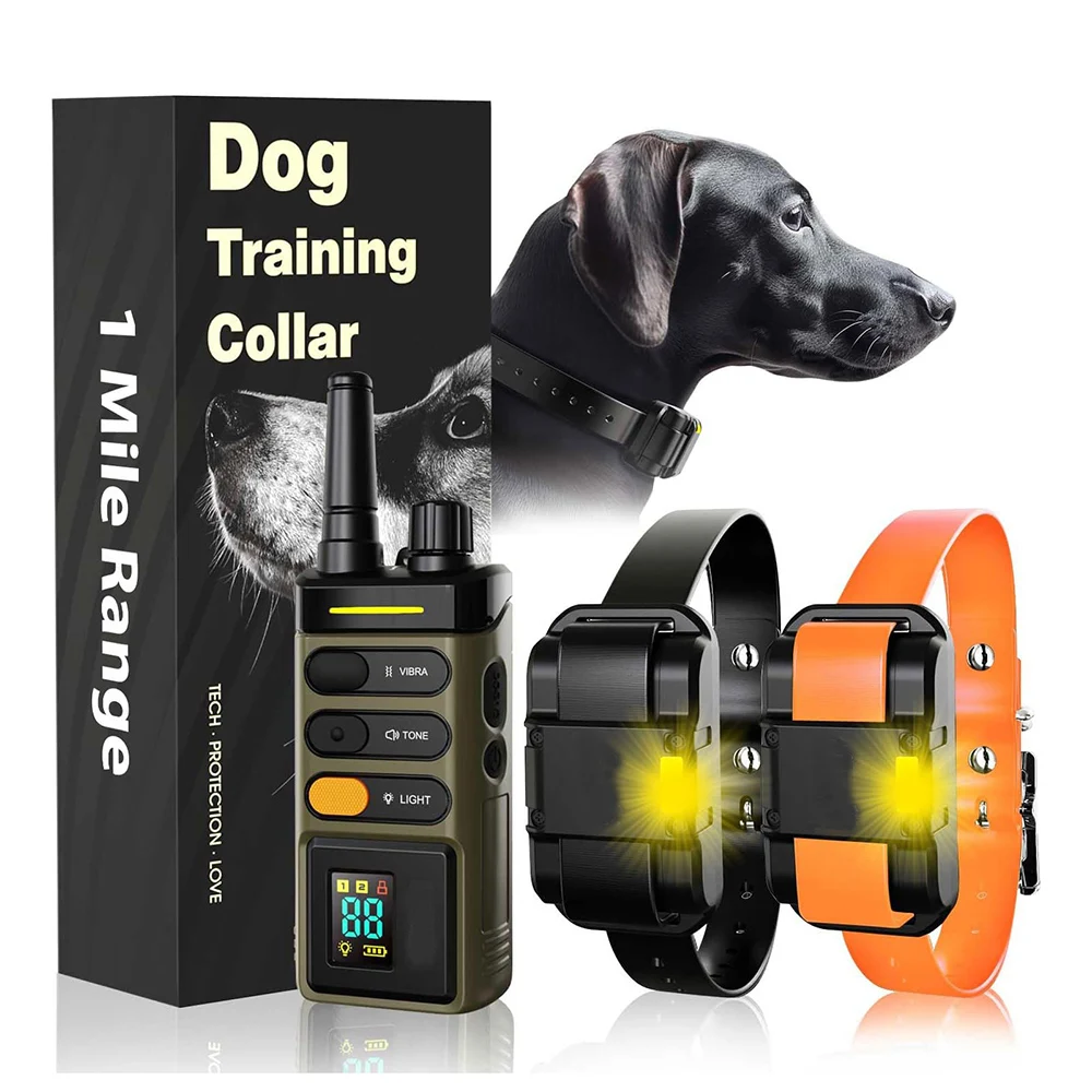 kf-Afe20cbfdcc684df3a022348d18d0af58I JANPET Dog Training Collar with Remote Control 1600Meters, Flashing Beacon Lights Rechargeable Waterproof Dog Collar - Image 1