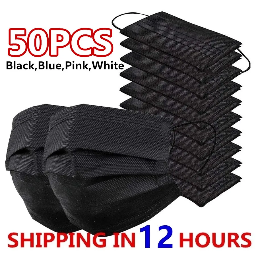 kf-Hbeffa2f45139492bb13fb7a451cd8f19K Masks 3-layer Mask Face Masks Melt Blown Cloth Disposable Anti-Dust Protective Masks Earloops Mouth Mask Black Mascarillas - Image 1