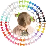 20/40Pieces 2 Inch Baby Girls Hair Bows Elastic Ties Grosgrain Ribbon Bow With Rubber Band Ponytail Holders Hair Accessories