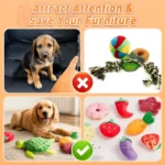 20PCS Random Squeaky Dog Toys Cute Interactive Pets Toys Bulk for Small Medium Dogs Soft Plush Fruit Vegetables Animals Set - Image 5