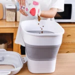 Collapsible Sealing Kitchen Grain Rice Storage Box Large Capacity Foldable Cat Food Bucket with Lid & Wheels Dog Snack Container
