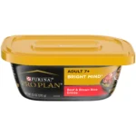 Bright Mind Wet Dog Food High Protein Soft Beef Brown Rice 10 oz Tub