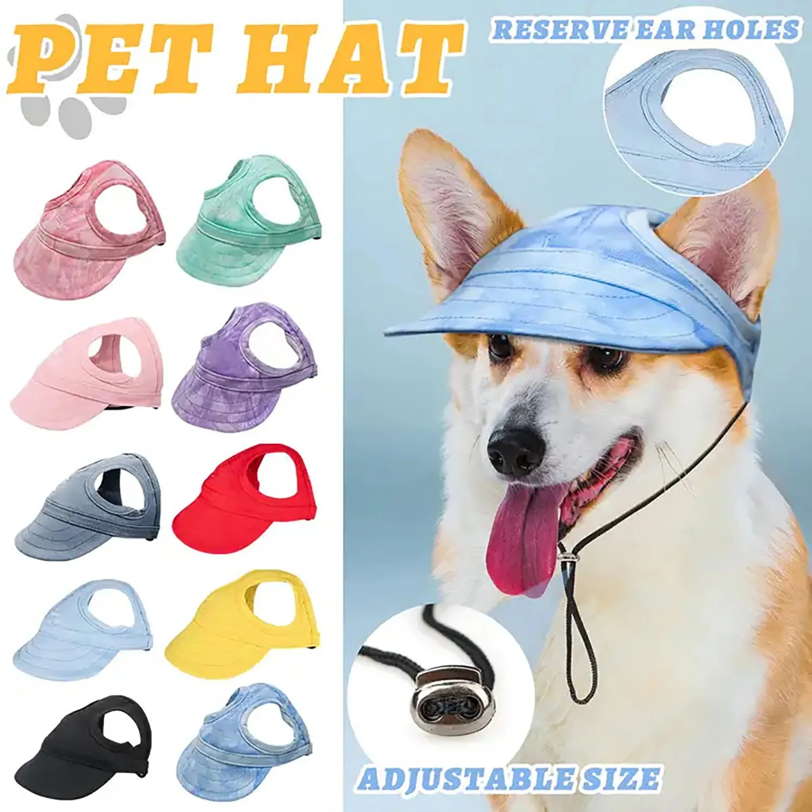 kf-S0346e50b9f144781befa54141b41b3e1X Pet Dog Caps Small Puppy Pets Summer Solid Oxford Cap Dog Baseball Visor Hat Outdoor Accessories Sunscreen Bonnet Cap Chihuahua - Image 1