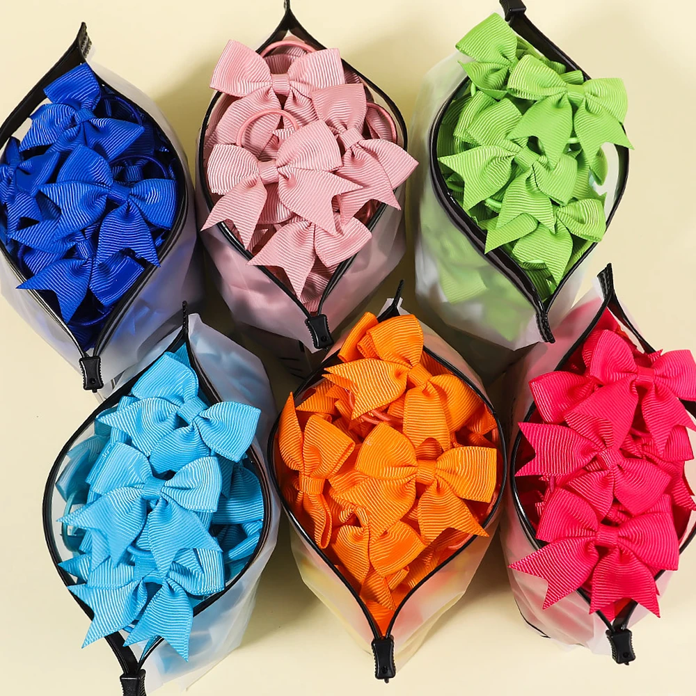 kf-S03988a28ca3c42059fc08d6deb43af88y 10Pcs lot Grosgrain Ribbon Pigtail Hair Bows Elastic Hair Ties Hair Bands Holders Hair Accessories for Baby Girls Infants - Image 1