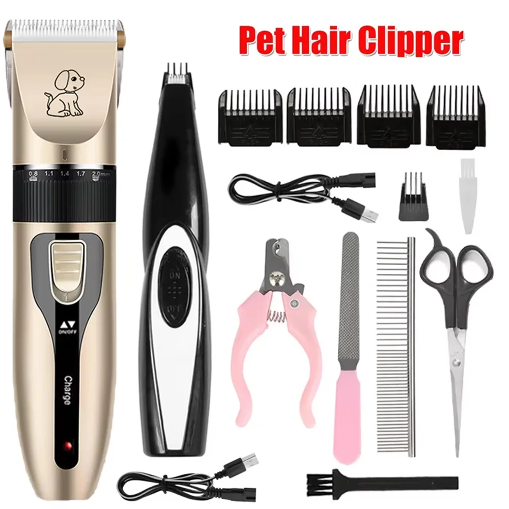 kf-S069a16983a22496086f93bae8e225cfbS Electrical Pet Clipper Professional Grooming Kit Rechargeable Pet Hair Trimmer Shaver Set Animals Hair Cutting Machine Low-Noise - Image 1