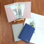Customized letter PU leather passport holder ID protection case, loose change bank card storage bag, travel passport bag - Image 2