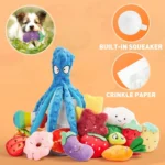 20PCS Random Squeaky Dog Toys Cute Interactive Pets Toys Bulk for Small Medium Dogs Soft Plush Fruit Vegetables Animals Set - Image 2