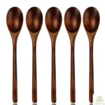 5 Pieces Wooden Spoon Soup Spoon and Fork Tableware Natural Ellipse Ladle Spoon Set Eco Friendly Products Spoons for Cooking