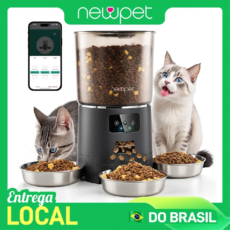 kf-S0bc664b57d5c45fe94514438867d86c8w 6L Pet Feeder with 3 Bowl Automatic Cat Feeder Smart Dog Food Dispenser WiFi Timing Quantitative Stainless Steel Feeding - Image 1