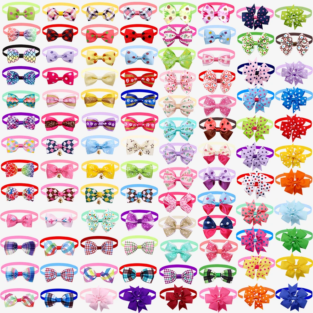 kf-S0c287f9ece9147e0810051882444d0d3I 50/100pcs Bulk Popular Dog Bowtie For Small Dog Cat Bowtie Neckties Dogs Pets Grooming Accessories Fashion Bowties For Dogs - Image 1