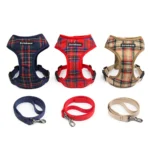 Plaid Pet Harness Leash Set for Small Dogs Adjustable Puppy Cat Harness Vest French Bulldog Chihuahua Pug Outdoor Collar - Image 4