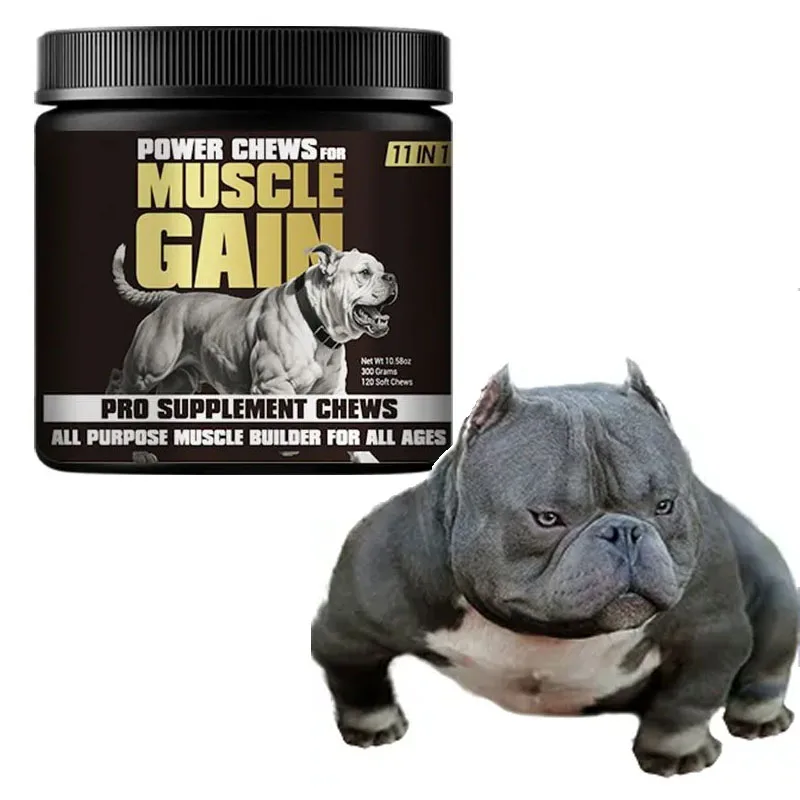 kf-S0e7db9a4d6d642b4b2a27266e605172cw Pitbull 11 IN 1 MUSCLE GAIN For Dogs, Enhances Strength Endurance Boosts Performance Training Nutrients Supplement 120pcs/bottle - Image 1