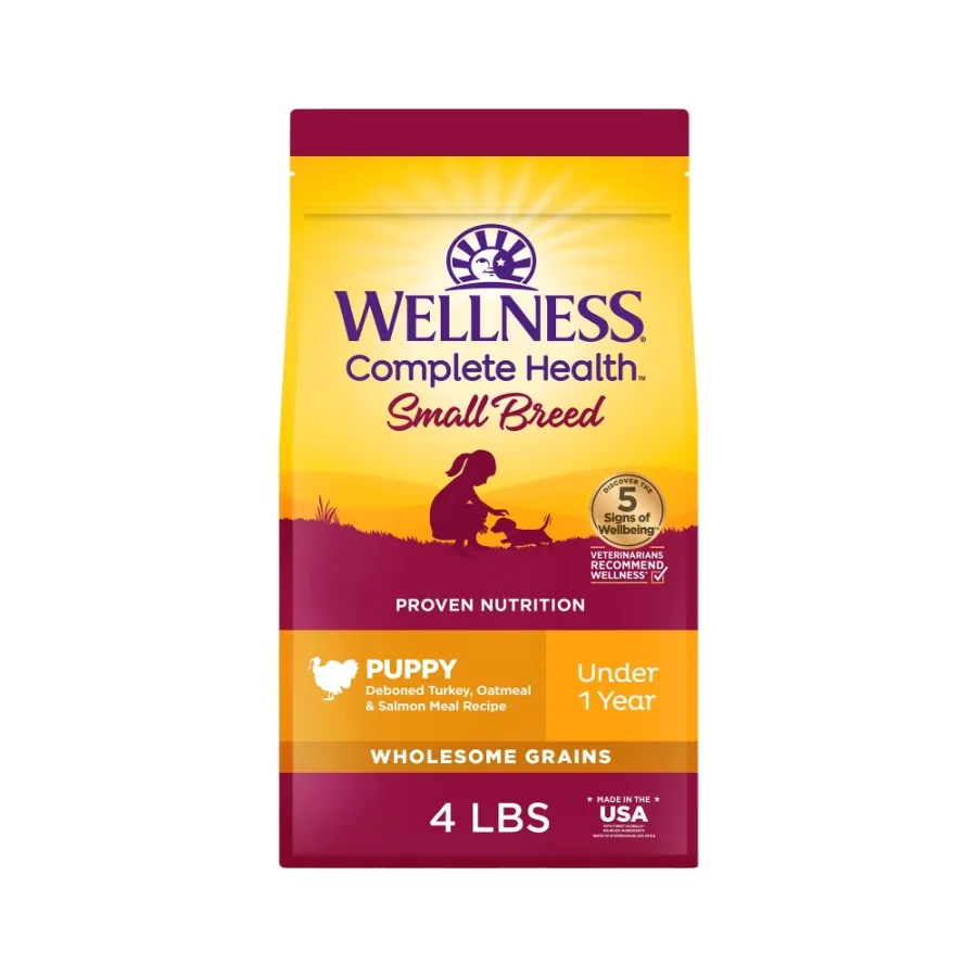 kf-S0f351c6c80ba44ba8b347996d6393d93Q Complete Health Puppy Dry Dog Food, Small Breed, Wholesome Grains, Natural, Chicken, Oatmeal, and Salmon Recipe, 4-Pound Bag - Image 1