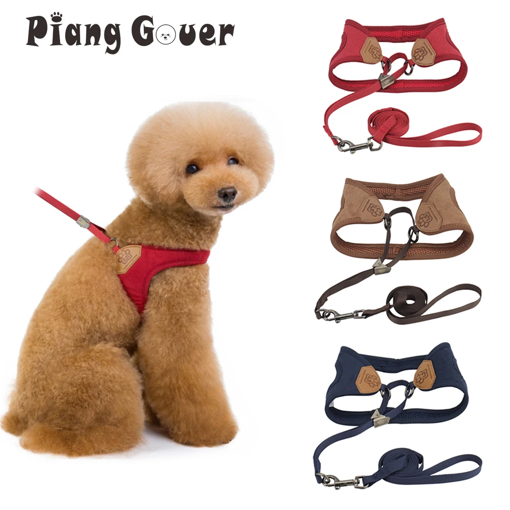 kf-S0f7191d97db444b3bbc34e2c014b7a2a6 Vest Style Medium Small Dog Harness Leashes Set Pet Chest Strap Walking Pet Harness - Image 1