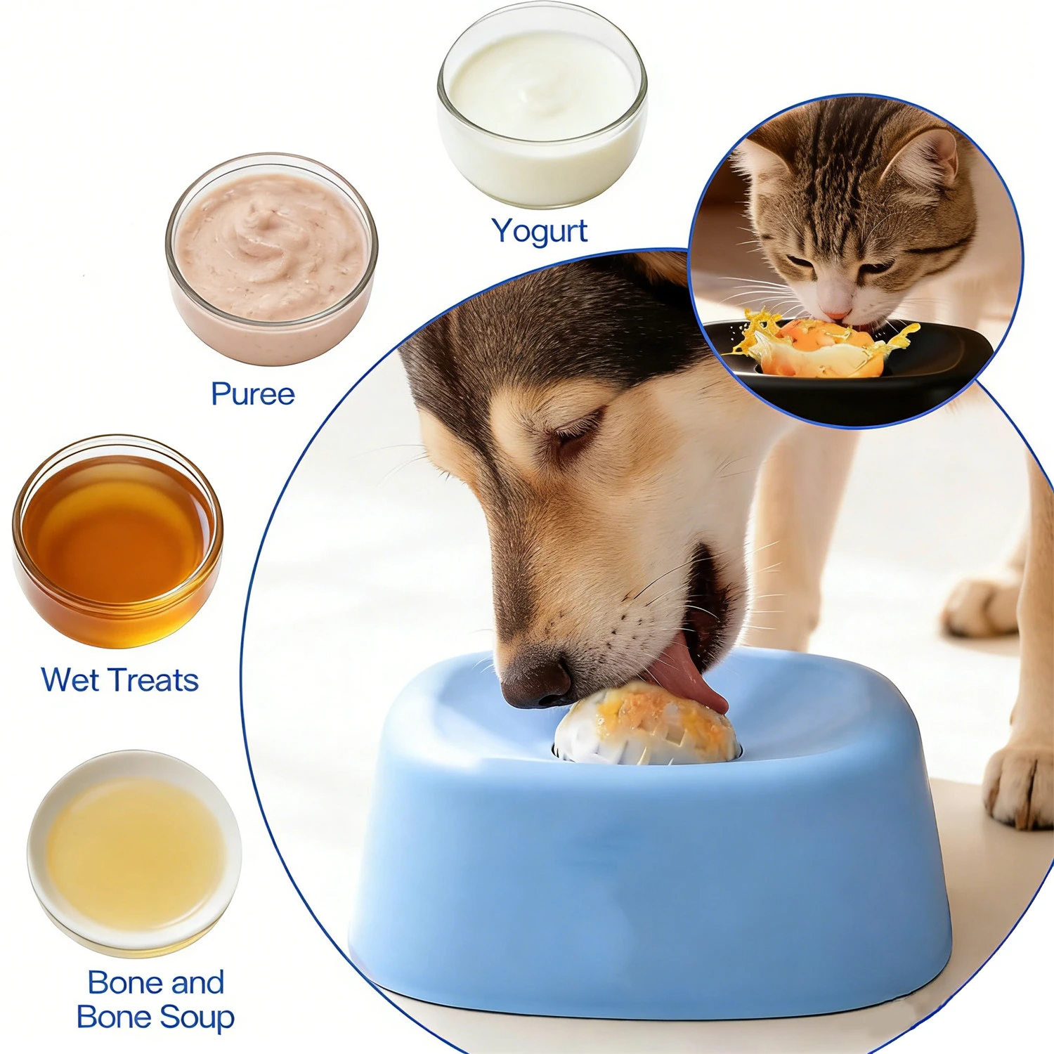 kf-S15f0e8418b5f483cab22d147a85f44edl Pet Slow Licking Bowl For Dogs Cats Anti-Choking Dog Bowl Liquid Treats Bone Yogurt Healthy Pet Slow Food Feeder Dog Accessories - Image 1