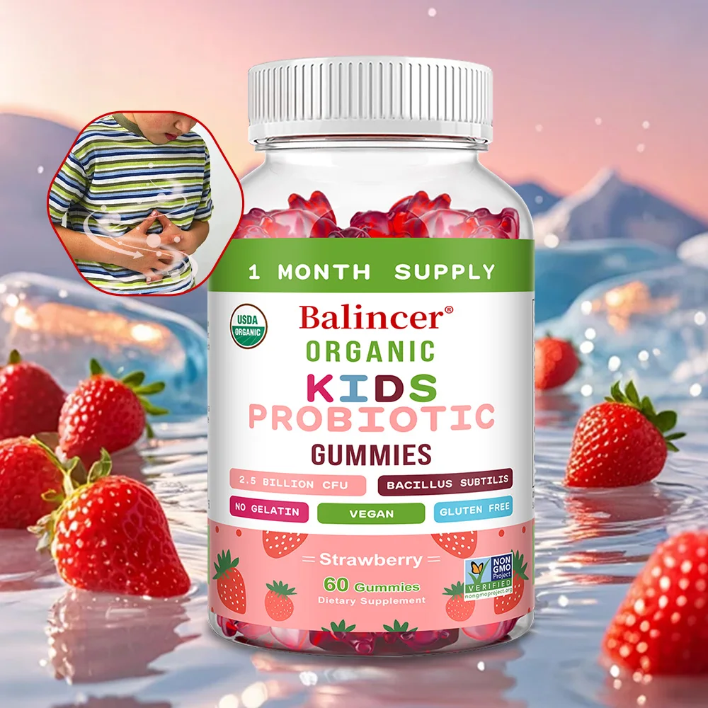 kf-S168e62703c5b4794acf7f45bc4f71ebeJ Natural Organic Probiotic Gummies (strawberry), for Kids, Good for Intestinal Health, Support Immune System and Overall Wellness - Image 1