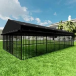 Outdoor Dog Kennel 10x20x6.5 FT, Heavy-Duty Metal Construction with Swivel Door, Fully Enclosed Waterproof Oxford, Customi