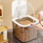 Flip Cover Dog Food Storage Container Transparent Large Capacity Cat Dry Food Box Plastic Sealed Pet Food Storage Barrel