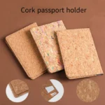 Cork Passport Holder Wood Grain Leather Passport Case Portable Card Bag