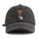 1pc Tote-bag Bear Print Washed Baseball Cap for Adults, Minimalist Retro Style Casual Soft Adjustable Dad Hat, Perfect As Gift - Image 3