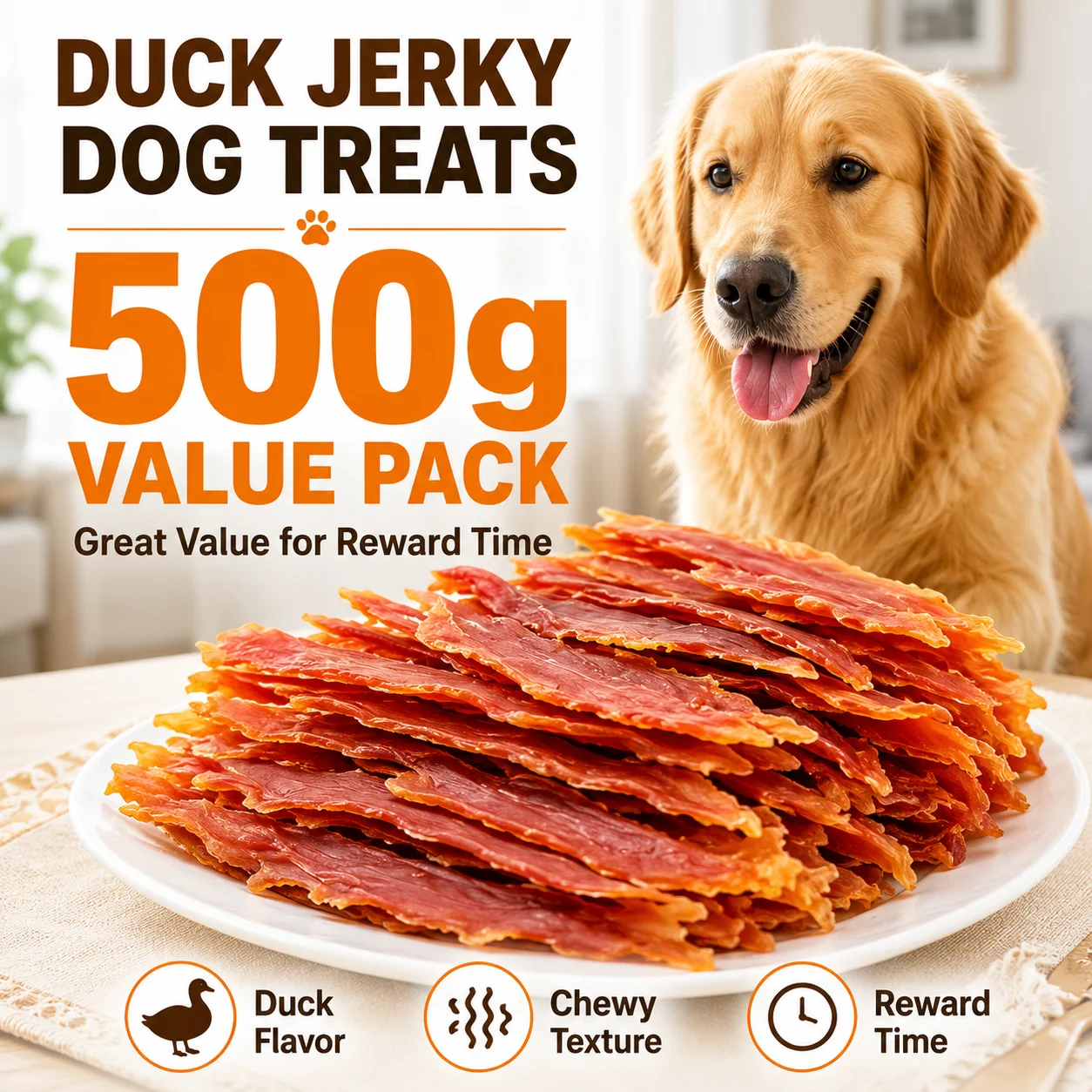 kf-S1e1dda56dc6449cb817bbe8fcfcdb5f13 Dog Treats Duck Jerky 500g - Image 1