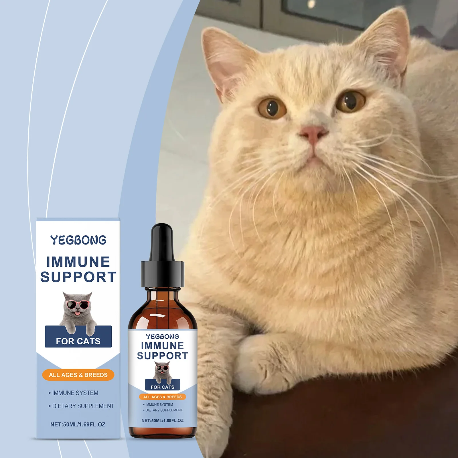 kf-S1e8d1120df5d424d8dfc1f6179340c93n Yegbong 50ml Cat Vitamin Supplement Daily Care to Help Nutrition, Promote Growth, and Support Cat's Recovery, Vitamin Care Drops - Image 1