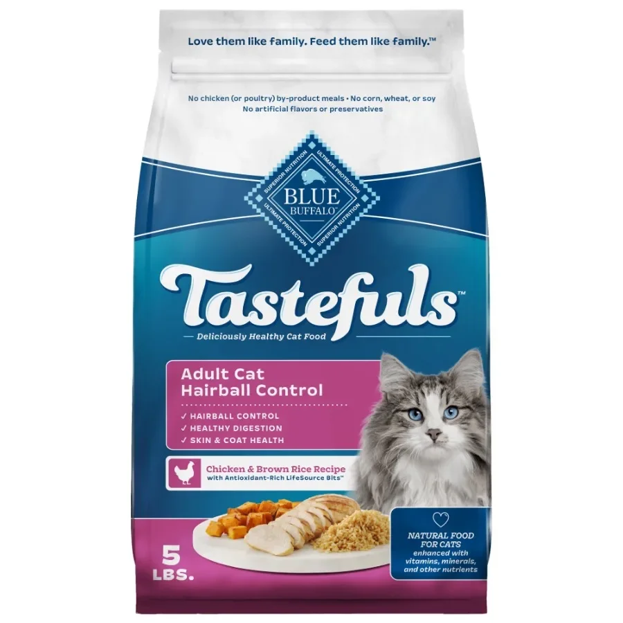 kf-S1fea4b8dacb94d05a178a5a744e68b95R Tastefuls Dry Cat Food, Hairball Control, Chicken and Brown Rice, 5-lb. Bag - Image 1