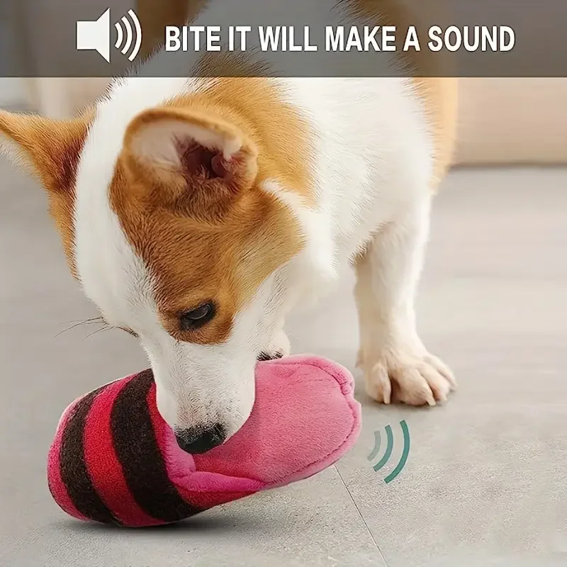 1pc durable plush squeaky slipper chew toy for breeds colorful cartoon animal resistant soft texture no batteries needed interactive dog toys for details 3