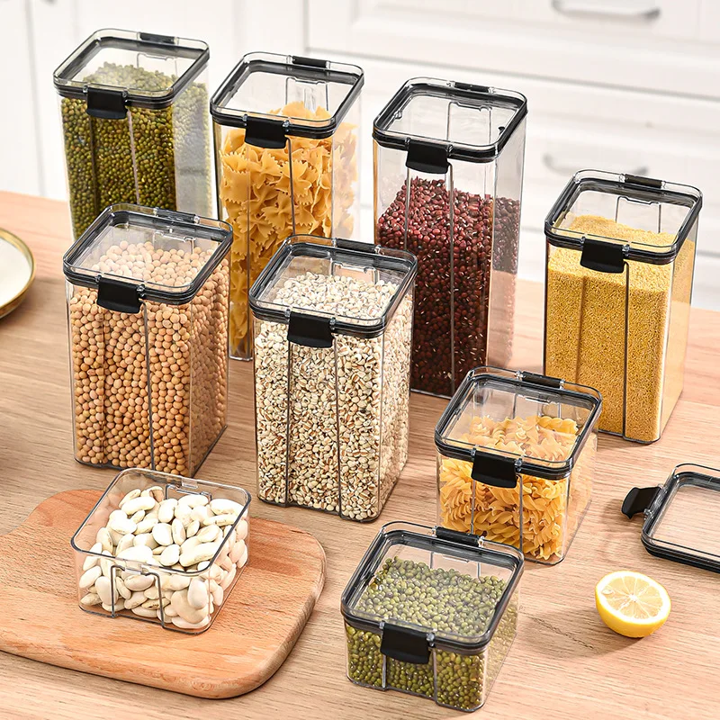 kf-S2221d981369a41b192ef6ec2b8b236ccy 1-4PCS Sealed Jars Kitchen Organizer Grain Storage Boxes Large Capacity Sealed Container Seasoning Jars Set Fresh-keeping Tank - Image 1