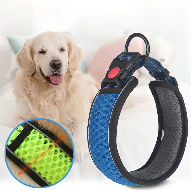 kf-S231d134066624a7bae5b41d6a32b35b3l Reflective Dog Collar Pet Collar Pet Traction Rope Suitable Soft Neoprene Padded Breathable Nylon Pet Collar Adjustable - Image 1