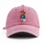 1pc Tote-bag Bear Print Washed Baseball Cap for Adults, Minimalist Retro Style Casual Soft Adjustable Dad Hat, Perfect As Gift - Image 4