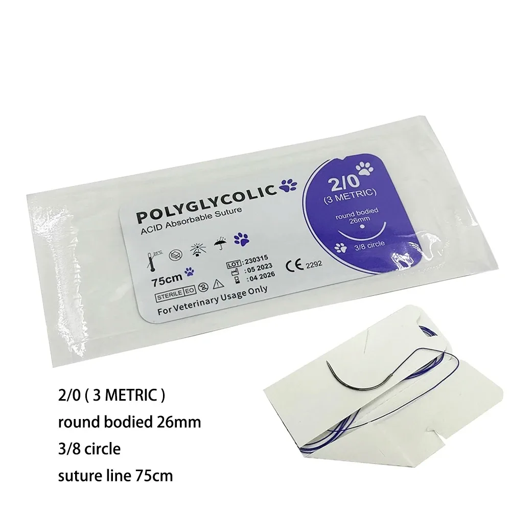 kf-S266bc6b3aa09423e8ff8a67cb8214c2fF 12pcs Pet Dog Specific PGA PDO 1/2 Circle 3/8 Circle 75CM 90CM With Needle 2/0 3/0 Teaching Demonstrations Exercises Use - Image 1