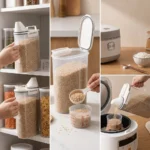Food Contact Safe Rice Storage Box Dust Proof Small Capacity Japanese Rice Container Critter Proof Square Shaped