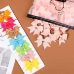 10Pcs lot Grosgrain Ribbon Pigtail Hair Bows Elastic Hair Ties Hair Bands Holders Hair Accessories for Baby Girls Infants - Image 4