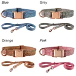 Dog Rope Walking Training Leash Neck Metal Buckle Pet Towing Rope Neck Collar Dog Chain Adjustable Linen Collar Rope Leash Set