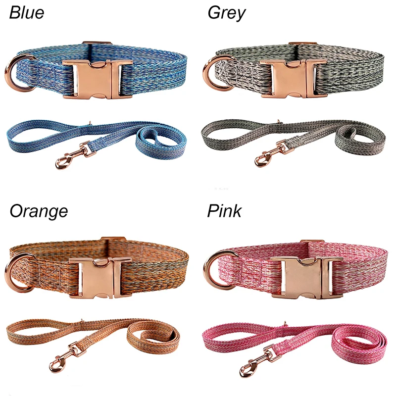 kf-S29a6a7239ab0416b866d29d41113a005R Dog Rope Walking Training Leash Neck Metal Buckle Pet Towing Rope Neck Collar Dog Chain Adjustable Linen Collar Rope Leash Set - Image 1