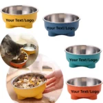 Personalized Stainless Steel Pet Dog Bowl Removable Anti Slip Four-Legged Solid Color Dog Cat Name Bowl Custom Gift Pet Products