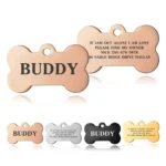 Premium Engraved Personalised Dog ID Tag Dog Name Tag Cat Puppy Name ID Bone Tag Collar Black Silver Gold Stainless Steel - Image 3
