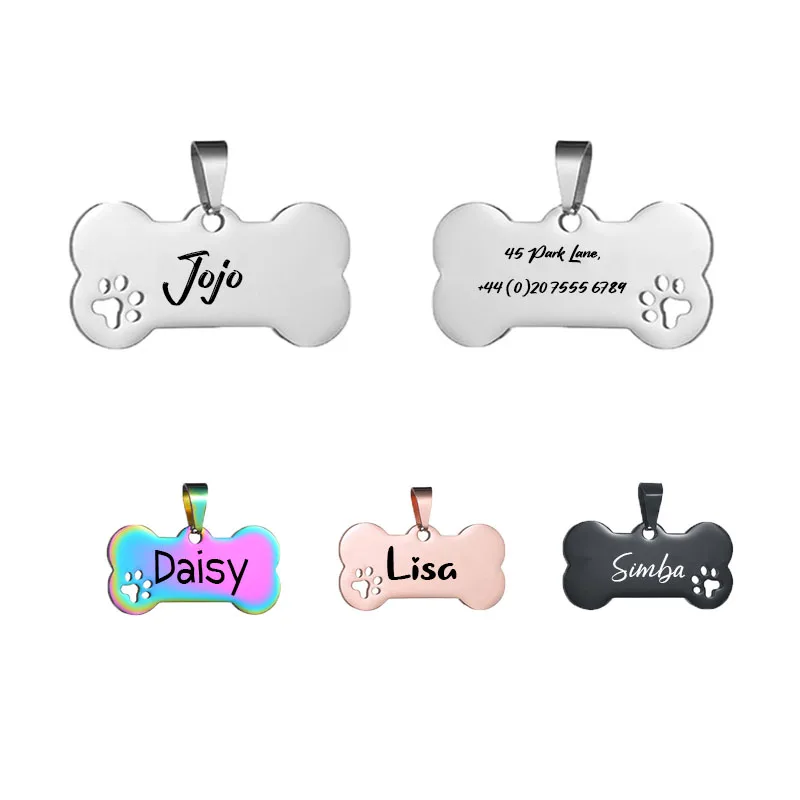 kf-S2c2dadbe15134e1992833508fe7853075 Custom Pet ID Tag Free Engraved Keychain for Dog Cat Name Tag Pendant Personalized Bone Paw Pet Accessories - Image 1