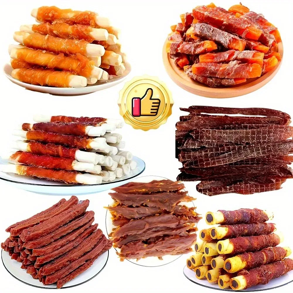 kf-S37fe6daeb6d641f79ce810803a27602c9 Mixed Flavors Chicken Jerky Duck Jerky Easy to Digest Long-Lasting Dog Chews, High Protein Low Fat Perfect Training Reward Snacks for Small Medium And Large Dogs - Image 1